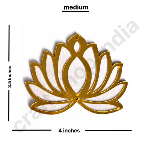 3 Different Sizes White Velvet & Golden Acrylic Lotus Set of 18