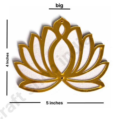 3 Different Sizes White Velvet & Golden Acrylic Lotus Set of 18