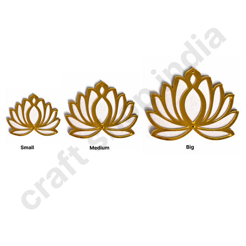 3 Different Sizes White Velvet & Golden Acrylic Lotus Set of 18