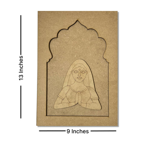Jharokha With Padharo Sa and Ram Ram Sa Mdf Cutout 13 inches Set of 2