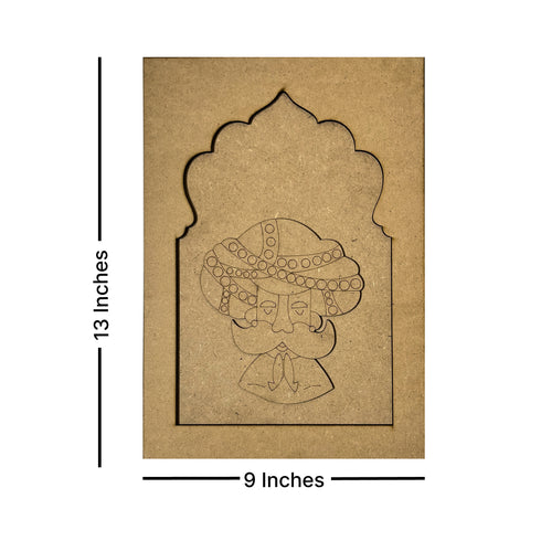Jharokha With Padharo Sa and Ram Ram Sa Mdf Cutout 13 inches Set of 2