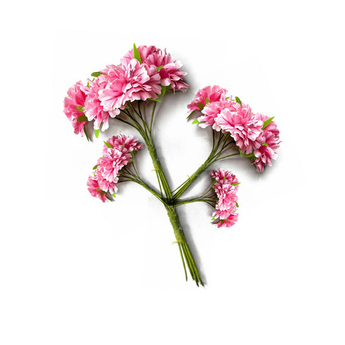 Pink Color Fabric Flowers Bunch 2 Of 12 PCS.