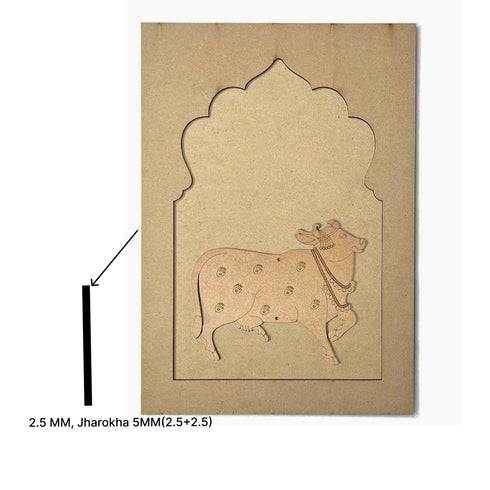 Jharokha With Cow Mdf Cutout 13 inches