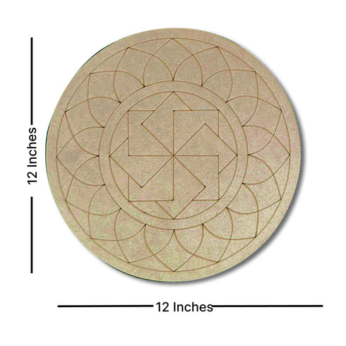Swastika Mandala Design MDF Engraved Base 12 INCH