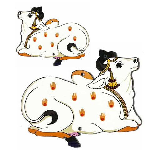Decorative Pichwai Seated Cow Mdf 5 IN