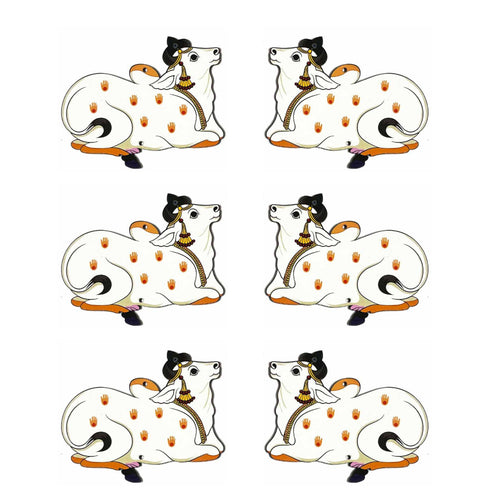 Decorative Pichwai Seated Cow Mdf 5 IN