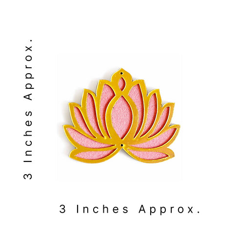 3 Different Sizes Light Pink Velvet & Golden Acrylic Lotus Set of 18