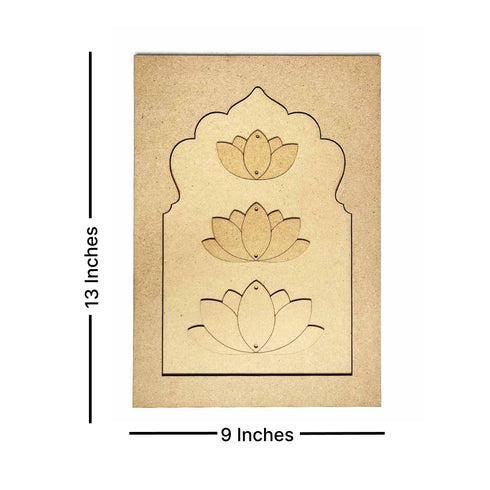 Jharokha With Pichwai Lotus Mdf Cutout 13 inches Set of 2