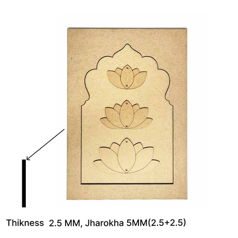 Jharokha With Pichwai Lotus Mdf Cutout 13 inches Set of 2