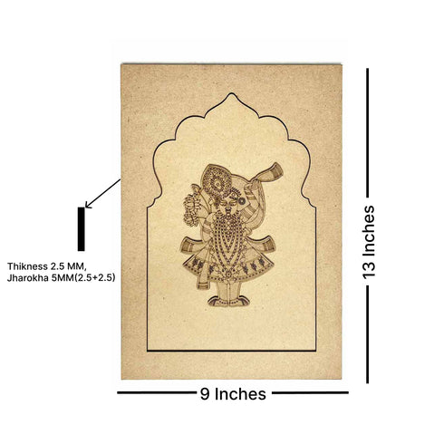 Jharokha With Pichwai Shrinathji Mdf Cutout 13 inches Set of 2