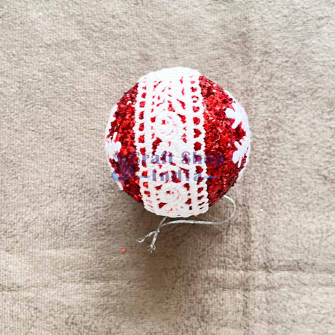 Red & White Color Christmas Bauble Pack Of 6