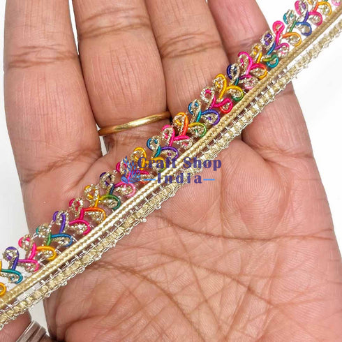 Half Inches Multicolored Dori Lace (9 Meter)