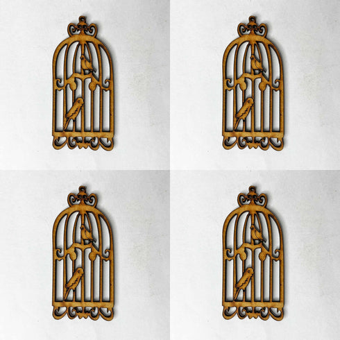 Mdf Birds Cage Shape Set Of 6