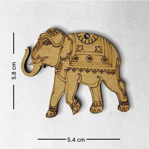 Mdf Engraved Elephant Set Of 6
