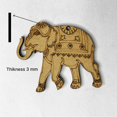 Mdf Engraved Elephant Set Of 6