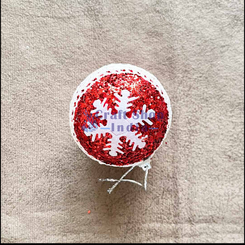 Red & White Color Christmas Bauble Pack Of 6