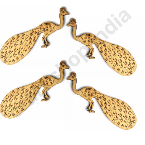 Mdf Engraved Peacock Set Of 6