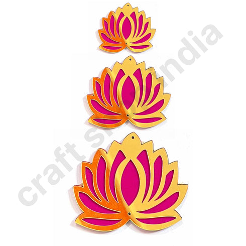 3 inches Rani Pink Velvet & Golden Lotus Set Of 6