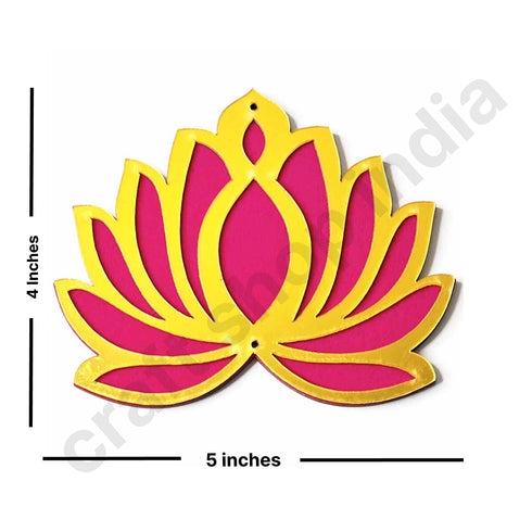 3 Different Sizes Red Velvet & Golden Acrylic Lotus Set of 18