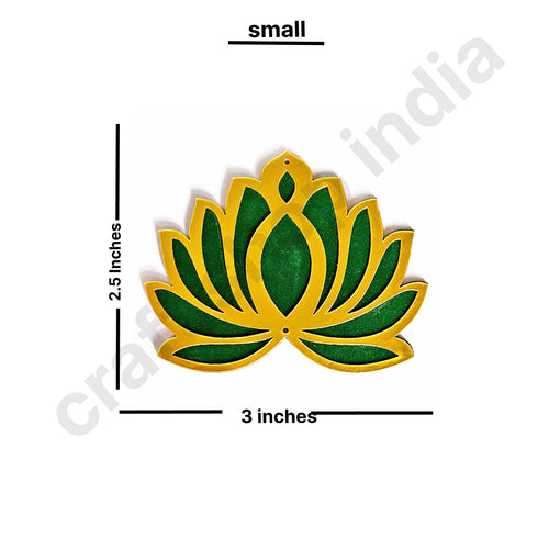 Green Velvet & Golden Acrylic Lotus