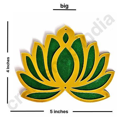 3 Different Sizes Green Velvet & Golden Acrylic Lotus Set of 18