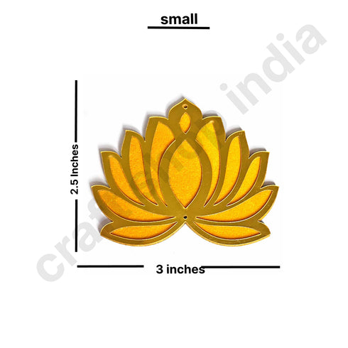 3 Different Sizes Yellow Velvet & Golden Acrylic Lotus Set of 18