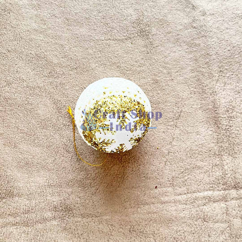 Golden & White Color Christmas Bauble Pack Of 6