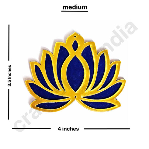 3 Different Sizes Blue Velvet & Golden Acrylic Lotus Set of 18