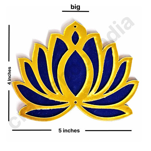 3 Different Sizes Blue Velvet & Golden Acrylic Lotus Set of 18