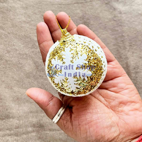 Golden & White Color Christmas Bauble Pack Of 6