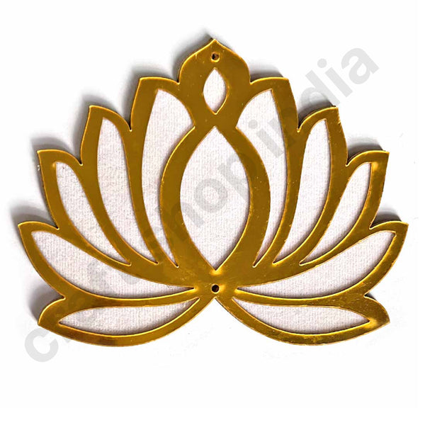 3 Different Sizes White Velvet & Golden Acrylic Lotus Set of 18 | Craft Shop India | Shop Craft india | Indian Craft Store | india craft shop | Craft Shop india