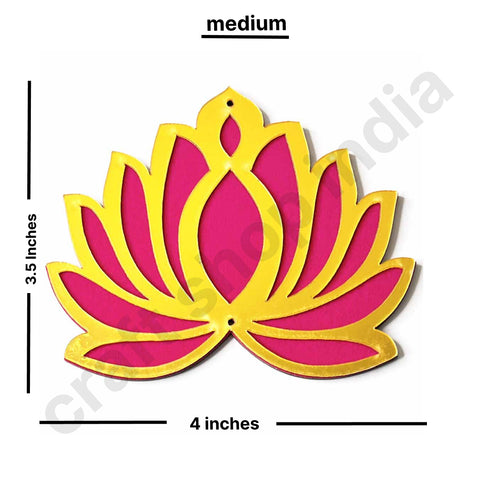 3 Different Sizes Red Velvet & Golden Acrylic Lotus Set of 18