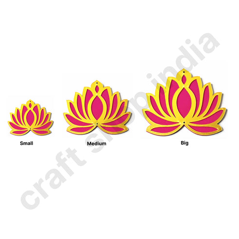 3 Different Sizes Red Velvet & Golden Acrylic Lotus Set of 18