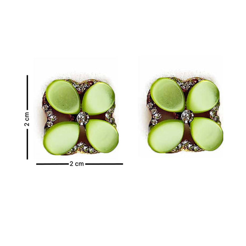 Pista Green Color Square Fancy Buttons Set Of 5