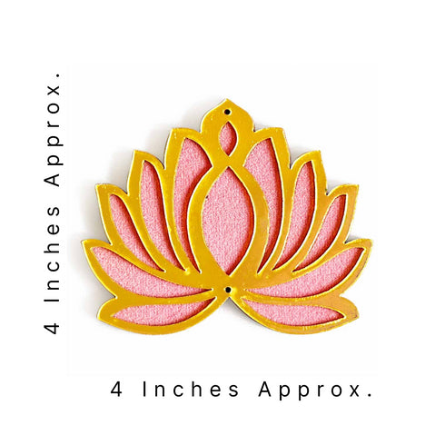 3 Different Sizes Light Pink Velvet & Golden Acrylic Lotus Set of 18