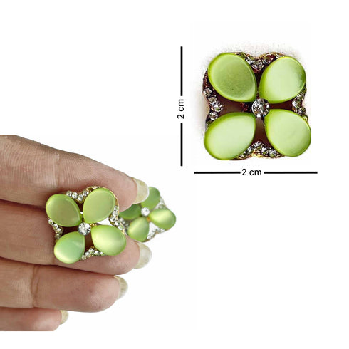 Pista Green Color Square Fancy Buttons Set Of 5