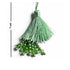 Pista Green Color Thread Tassels With Beads Set Of 2