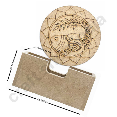 Round Shaped MDF Engraved Madhubani Fish Design Coaster Set of 6 | Round Shape MDF | Engraved Madhubani Fish Design | Coaster | Set Of 6 | Madhubani Paintings | Madhubani | Paintings | Engraved diy base | Art Craft | Craft Store Online | Craft Shop india