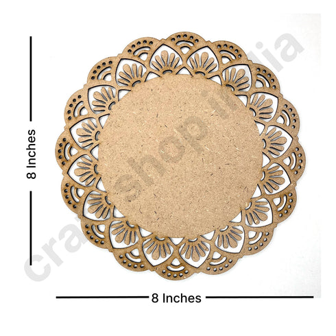 Mandala With Flower Shape Design MDF Engraved Base