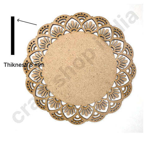 Mandala With Flower Shape Design MDF Engraved Base