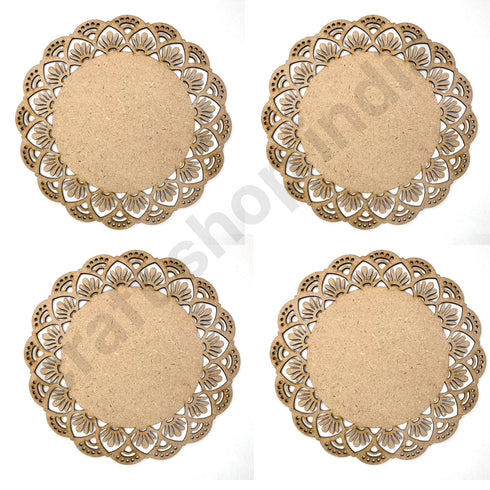 Mandala With Flower Shape Design MDF Engraved Base