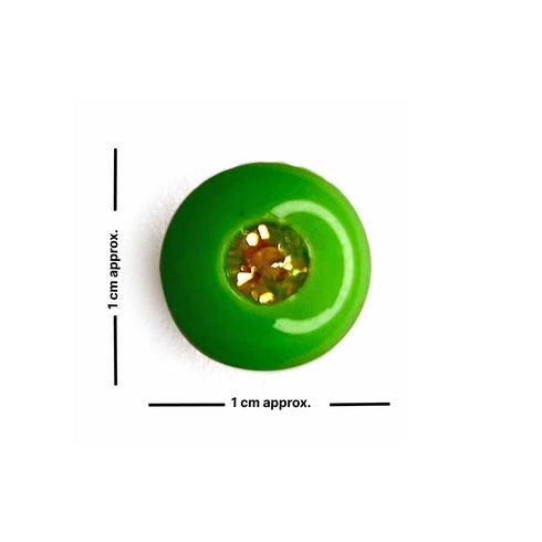 Parrot Green Color Round Fancy Buttons Set Of 10