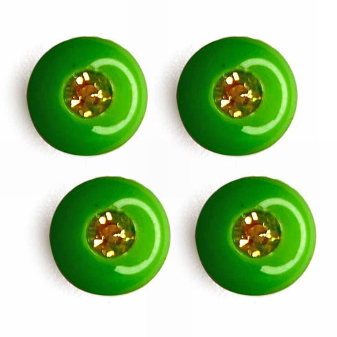 Parrot Green Color Round Fancy Buttons Set Of 10