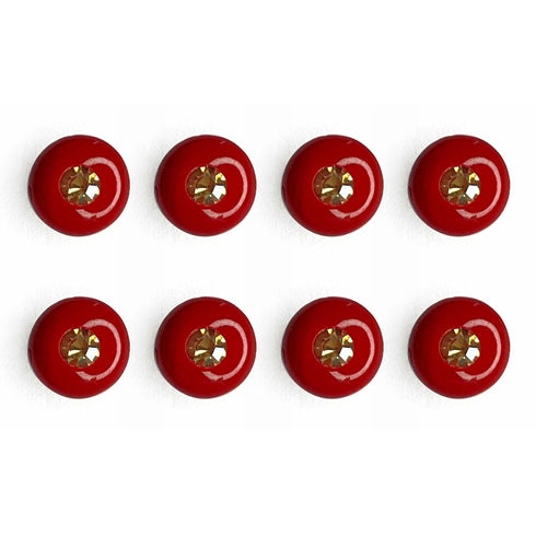 Red Color Round Fancy Buttons Set Of 10