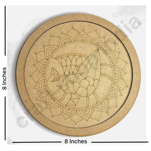 Peacock & Mandala Engraved Design Wall Plate Base With Frame