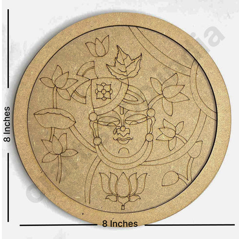 Shreenath ji Face & Alekhan Engraved Design Wall Plate Base With Frame