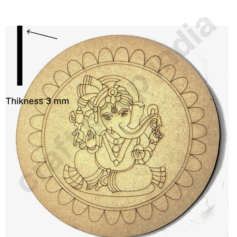 Ganpati Ji With Mandala Engraved Design Wall Plate Base With Frame