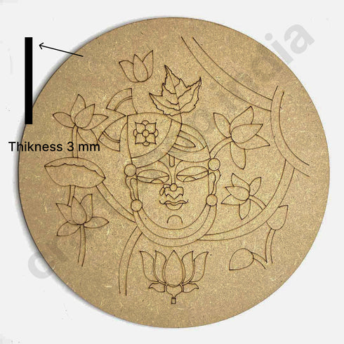 Shreenath ji Face & Alekhan Engraved Design Wall Plate Base With Frame