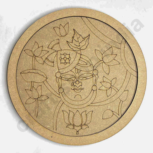 Shreenath ji Face & Alekhan Engraved Design Wall Plate Base With Frame