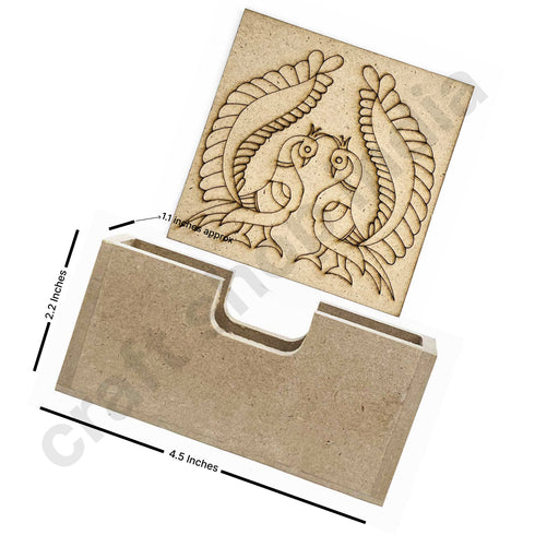 Square Shaped Pair of Peacock Design Engraved Coaster Set of 6
